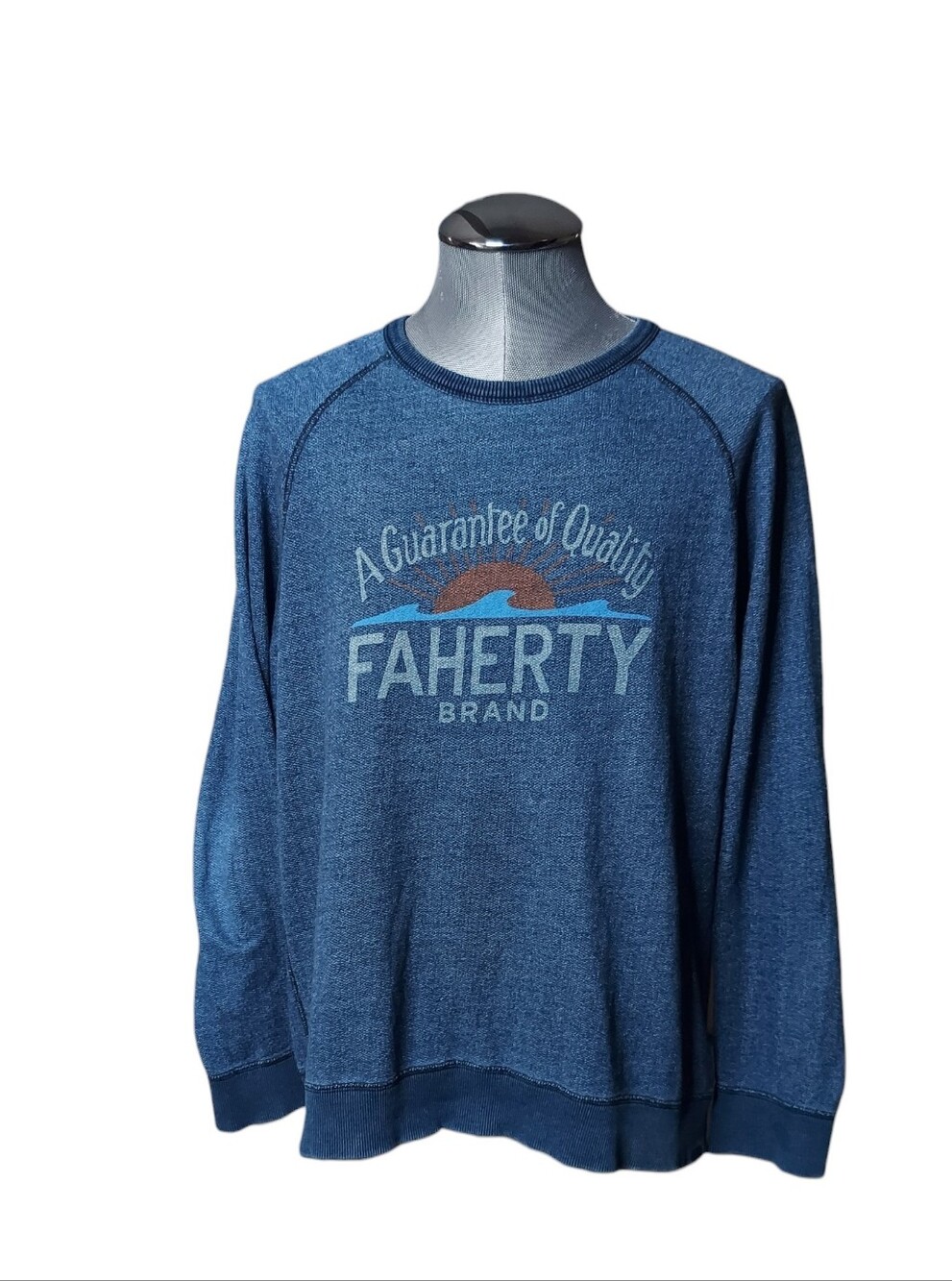 Faherty | Indigo Dip | Big Logo | Lightweight | Crewneck | Ls Shirt